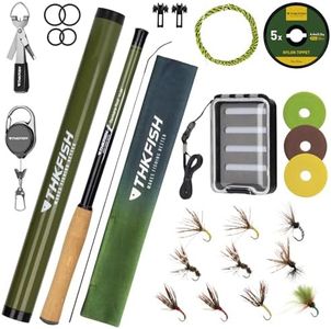 THKFISH Tenkara Fly Fishing Rod Kit 24T Carbon Fiber Telescopic Fly Fishing Combo Kit with Carrying Case Fishing Line and Flyfishing Lure for Streams, Trout, Bass, Salmon (11.6 FT Rod KIT)