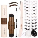 UCANBE 25PCS Eyebrow Stamp Stencil Kit With Dual-Color Eyebrow Stamp Pomade,20 Reusable Eyebrow Stencils,Finising Powder,Brush,Eyebrow Razor,Zipper Pouch,Waterproof Eye Brow Stamping and Shaping Kit04