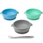 UpwardBaby Bowls with Suction - 4 Piece Silicone Set with Spoon for Babies Kids Toddlers - BPA Free Baby Led Weaning Food Plates - First Stage Self Feeding Utensils