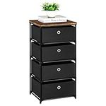 LIANTRAL Dresser with 4 Drawers, Fabric Chest of Drawers Storage Tower, Large Capacity Chest Cabinet Organizer Unit for Bedroom, Dorm, Hallway, Entryway - Black