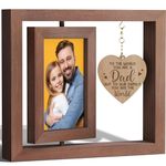 Father's Day Gifts Dad Gifts, Father's Day Gifts from Daughter, Dad Picture Frames With Warm Heart Pendant Gifts for Dad, 360° Rotating & Double-Sided Display Photo Frames (World Dad)