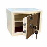 ARMOUR (11 Litres)Nano Mechanical Safe Locker -Mild Steel Security Money Box For Home Office Hotel Shop - Manual Key Locking System - Metal Deposite Ivory Color with Wooden Texture Fascia (12x9x9 IN)