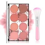 NVLEPTAP 8 Color Blush Palette for Cheeks,Matte Mineral Blush Powder Contour and Highlight Blush Palette,Natural Lightweight Face Blush Palette with Makeup Brush