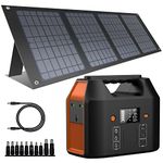 Portable Power Station Solar Panel,99Wh Solar Generator, Backup Lithium Battery 230V/150W AC Outlet with 40W Solar Panel for Camping Emergency Off-Gird Outdoor Fishing Travel Party RV Trip