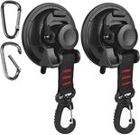 HLOGREE 2PCS Heavy Duty Suction Cups Anchor with Hooks,Vacuum Suction Cup Camping Tie Downs with 2PCS Aluminum Buckle,Outdoor Strong Suction Cup Wall Anchor for Camping Tarp Accessory,Car Side Awning