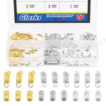 Glarks 150Pcs 4 x 7mm Screw Twist Clasps and 4 x 8mm Barrel Screw Clasps Assortment Kit, Screw Type Connector Cord End Cap Fastener for DIY Jewelry Making Necklaces Clasp Bracelet Clasps and Closures