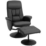 HOMCOM Executive Recliner Chair High Back and Footstool Armchair PU Sponge Metal FrameBlack