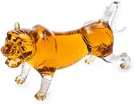 Tiger Decanter 1000ml 11"L Whiskey and Wine Decanter by The Wine Savant 7"H, Tiger Glass Decanter For Whiskey, Scotch, Spirits, Wine, For Whiskey Lovers, Tiger Lovers, Tiger King Gifts