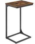 VASAGLE C-Shaped End Table, Side Table for Sofa, Couch Table with Metal Frame, Small TV Tray Table for Living Room, Bedroom, Rustic Brown and Black ULET353B01