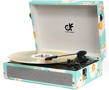 Vinyl Record Player Bluetooth Record Player with Built-in Speakers, Vintage Portable Suitcase Turntable 3 Speed with USB Recording Headphone/RCA/AUX Jack Record Player Blue