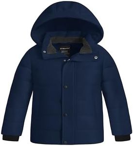 wantdo Warm Winter Coat for Boys Waterproof Puffer Jacket with Hood Navy 18-20