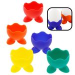 Silicone Egg Cup Holders- Set of 5 Rainbow Serving Cups for Single Egg with Feet- Dishwasher Safe, Easy to Clean- Great for Breakfast, Brunch, Cooked Soft or Hard Boiled- Morning Kitchen Utensil Tool