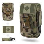 WYNEX Tactical Molle Phone Pouch with Compass Buckle, Tactical Phone Holster Molle Cell Phone Pouch Universal Belt Waist Bag for IP 13/12/11 Max /S21 with Canada Patch & Paracord Keyring Clip