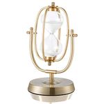 Hourglass Timer 60 Minutes Sand Timer: 12.6-Inch Large Brass Sand Clock, 360° Rotating Antique Sand Watch 60 Min, Vintage Metal 1 Hour Glass Sandglass Timer with White Sand for Desk, Office for Decor