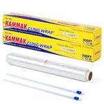 KAMMAK Plastic Wrap Cling Film with Slide Cutter for Food 30cm x 90m 2 Pack Catering Cling Wrap with Dispenser BPA-Free Microwave-Safe Kitchen Quick Cut Food Service Film