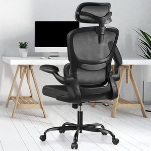 Razzor Ergonomic Office Chair, High Back Mesh Desk Chair with Lumbar Support and Adjustable Headrest, Computer Gaming Chair, Executive Swivel Chair for Home Office, RZ2202H-Black