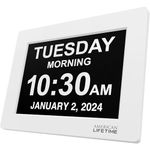 【New 2024】 American Lifetime Dementia Clock Large Digital Clock for Seniors, Digital Clock Large Display with Custom Alarms, Clock with Day & Date for Elderly, Large Number Digital Clock White