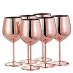 Oak & Steel - Elegant Large Wine Glasses, 550ml - Unbreakable Glass Gift Set for Home Bar, Wedding, Anniversary, Birthday Party (6, Rose Gold)