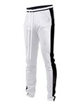 SCREENSHOT-TRACK PANTS S41700 Mens Premium Slim Fit Athletic Fitness Fashion Urban Lifestyle Streetwear Bottoms, S41700-white/Black, Medium