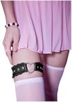 OYOANGLE Women's Lace Trim Heart Thigh Garters Adjustable Elastic Party Garter Belt Black One-Size