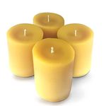 Aureate Candles | 4-Pack | 100% Natural Yellow Beeswax Votive Candles | Eco-Friendly Candle Storage Box | 12-15 hour Burn Time Each | Unscented | REFILLS