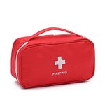 Portable First Aid Bag Medical Carrying Handbag with Compartment Empty Zipper Emergency Pouch for Home Travel Camp Hiking Small Medicine Packet Organizer Kit with Handle Survival Storage Case 1 Pack