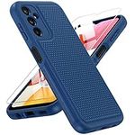 FNTCASE for Samsung A14 Phone Case: Dual Layer Shockproof Drop Protection Case - Galaxy A14 4G/5G 360 Military Grade Protective Mobile Phone Cover Rugged Matte Heavy Duty Slim TPU Aesthetic Cases Blue