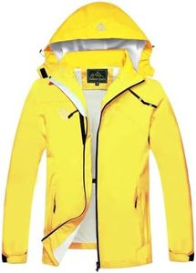 GIISAM Rain Coat Women Waterproof Hiking Windbreaker Jacket with Hoodie Lightweight Women's Raincoats for Travel Yellow