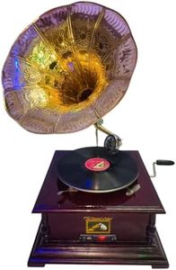 Gramophone with Bluetooth, FM, USB, Memory Card, 78 RPM Record Player – Multi-Functional Retro Music Player & Elegant Home/Office Decor by TAHA Art