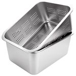 ASelected 2 PCS Washing Up Bowl & Strainer Bowl, 304 Stainless Steel Large Rectangular 10 Litre Colander Mixing Bowl Set, Washing Basin, Dishtub, for Vegetable Fruit Food Preparing, 33x24x15cm