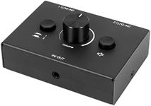 FEETER 3.5mm Audio Switcher, 2 Input 1 Output/1 Input 2 Output Audio Splitter Switcher, Audio Switcher Box, One-Key Mute Button