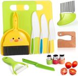 14PC Montessori Toy Safe Kitchen Knife Set for Toddler, Kids Knife Set for Real Cooking with Cutting Board, Gift for 3-12 Year Old Girl Boy Bithday Chistmas, Little Chef Cooking Tool for Kid Age 3-12