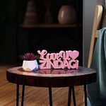 NUKKAD TALES Engineered Wood Love You Zindagi Peach: Aesthetic Table Decor For Home Or Office. Quirky Room Decoration Showpiece, Perfect For Gifts And Wall Decor