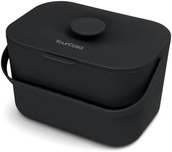 YourCasa Poubelle bio de cuisine 5 l - Seau à compost pour déchets biologiques quotidiens - Passe au lave-vaisselle - Anti-odeurs avec tamis et poignée ergonomique - Petite poubelle bio (noir)
