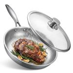 Titanium Frying Pan with Lid, 30cm Uncoated Hammered Skillet for Cooking, PFAS/PFOA/PTFE Free Nonstick Cookware, Scratch Resistant, for Induction & Gas, Oven, Dishwasher Safe