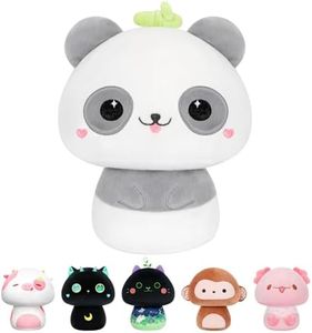 Mewaii 8Inch Mushroom Plush, Cute Panda Duck Plush Pillow Soft Plushies Squishy Pillow, Panda Stuffed Animals Kawaii Plush Toys Decoration