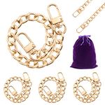 Swpeet 4Pcs Luxury Fashion 7.5 Inch Replacement Flat Chain Strap with Buckles Set, 0.4” Wide Enough 2.4mm Extra for Metal Shoulder Cross Bag Purse Replacement (Light-Gold, 7.5 Inch)