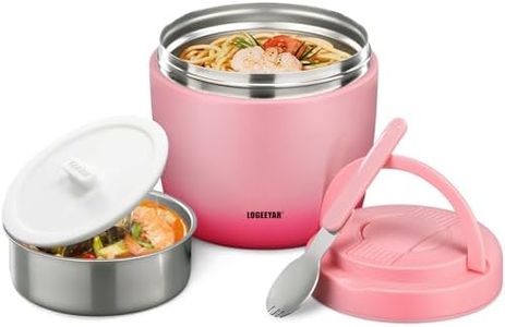 Itslife Termo para Comida 970ml, Fiambrera Acero Inoxidable,Taza Aislada con Cuchara Plegable, Aislante Térmico Recipiente para Sopas, Ensaladas, Adecuado para Oficinas y Escuelas, Rosa