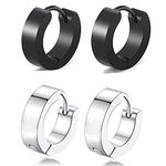 Zeayebsr stainless steel black silver matte men's/women's earrings 4mm/12mm Classic hoop earrings 2Stk.