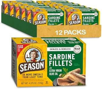 Season Sardines in Extra Virgin Olive Oil, 4.37 Oz Tins, 12-Pack