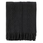 BATTILO HOME Black Throw Blanket Geometric Pattern Decorative Indoor Outdoor Throws for Sofa Couch Chair Home Decor 50"x60"