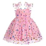 IDOPIP Baby Girl Sequin Polka Dot Tutu Dress Summer Sleeveless Backless Princess Birthday Party Dresses Toddler Girl First Communion Pageant Bow Sundress Clothes Pink - Colorful Dot 18-24 Months