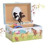 Jewelkeeper Musical Horse Jewellery Box with Spinning Horse, Home on The Range Tune, Barn Design, Girls Jewellery Box for Girls Birthday Presents