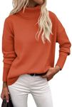 Zeagoo Women's Turtleneck Sweater 2024 Fall Winter Chunky Knitted Pullover High Low Hem Trendy Basic Jumper Top Orange