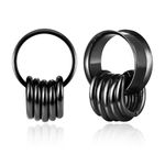 MOQIKAKA 2PCS Classic Ear Gauges for Stretched Ears with 10pcs Nose Hoop Rings, Hypoallergenic 316 Stainless Steel Ear Plugs Tunels 8mm-25mm (0G-1") Body Piercing Jewelry for Women Men, 3/4" (19mm),