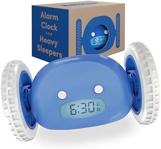 CLOCKY Extra Super Loud Alarm Clock for Heavy Sleepers Adults Kids Teens Bedroom, Move Jump Roll Run Away Easy to Set Smart Digital Alarm Clock on Wheels - Funny Gag Gift (Blue)