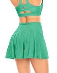 Women's Pleated Tennis Skirt with Shorts Pockets Athletic Golf Skort Activewear Sport Workout Running Skirt High Waist (Green,XXS)