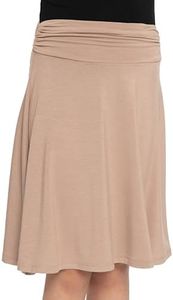 STRETCH IS COMFORT Girl's Knee Length Flowy Skirt Beige X-Large