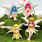 Suartus Miniature Fairy Figurines - 4Pcs Small Flower Fairies Ornaments Resin Mini Fairy Figurines Tiny Elf for DIY Fairy Garden Flower Pot Bonsai Micro Landscapes Craft Decoration Accessories