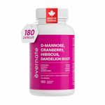 ALL-IN-ONE D-Mannose 1,000 mg with Cranberry, Hibiscus & Dandelion Root (Per Serving: 2 Capsules) – Premium UTI Cleanse, Bladder & Urinary Flushing – 180 Vegan Capsules, 90-Day Supply – Made in Canada